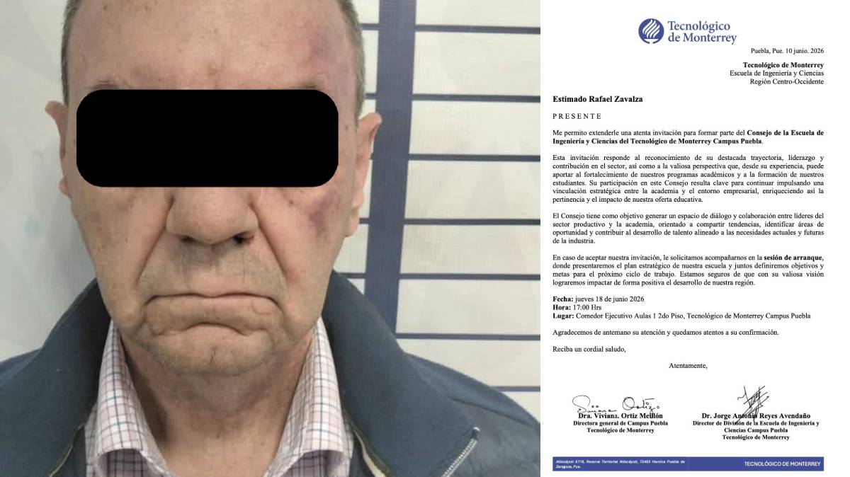 Tecnológico de Monterrey Campus Puebla invitó a Rafael N. a un consejo consultivo semanas antes de su detención; el documento ya no aparece
