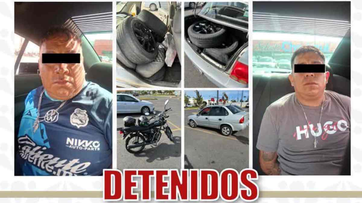 Detienen a dos presuntos ladrones de autopartes en Puebla; ofrecían llantas robadas por Marketplace de Facebook