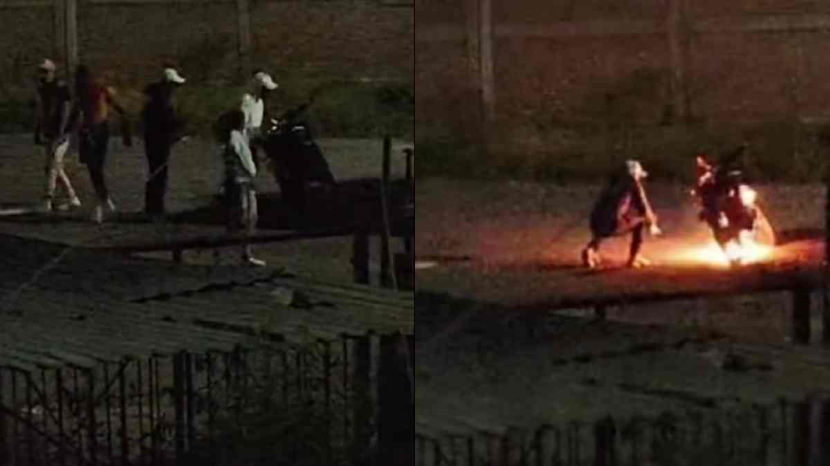 Conflicto entre vecinos escala a violencia en Mayorazgo; captan a sujetos quemando una motocicleta durante la madrugada