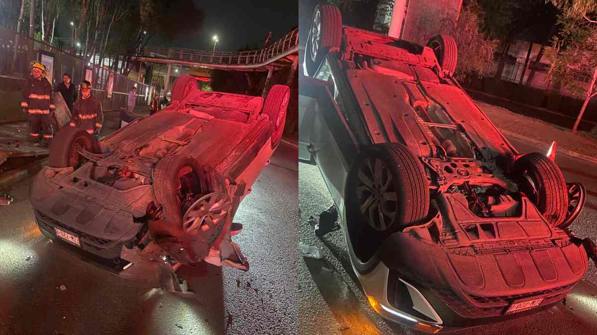 Fuerte volcadura frente a Ciudad Universitaria deja a un hombre inconsciente; conductor presuntamente huyó