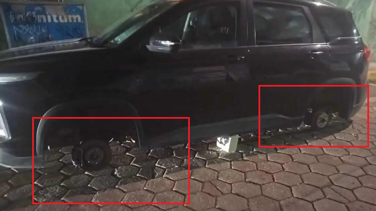 Sin llantas y sobre tabiques: Así desvalijan camioneta en la zona limítrofe de Las Cholulas