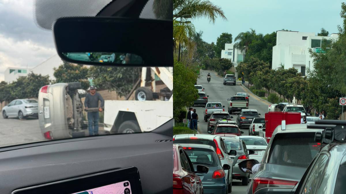 Volcadura provoca afectaciones viales en Lomas de Angelópolis antes de Plaza Paseo Cascadas