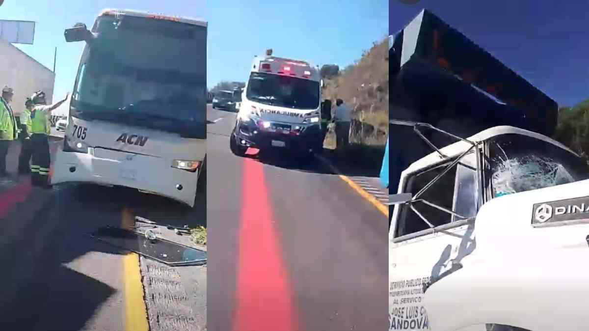 Choque lateral entre autobús y Torton provoca cierre parcial en la Puebla-Orizaba