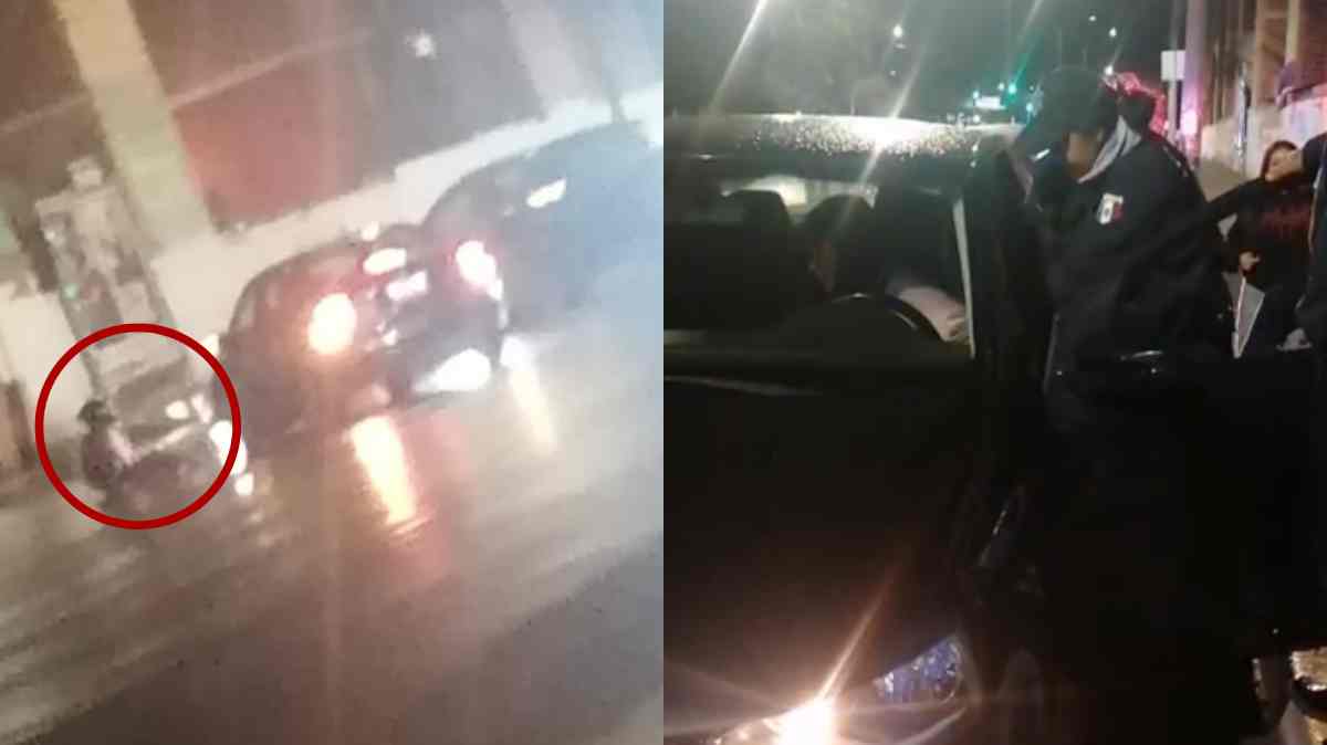 Mujer aparentemente ebria atropella a motociclista; policías no logran bajarla de su auto en Puebla