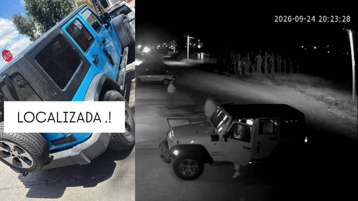 Recuperan Jeep Wrangler horas después de ser robada en Ocoyucan; GPS fue clave para localizarla