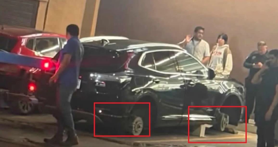 Desmantelan las cuatro llantas de una camioneta nueva mientras sus dueños comían tacos en San Pedro Cholula
