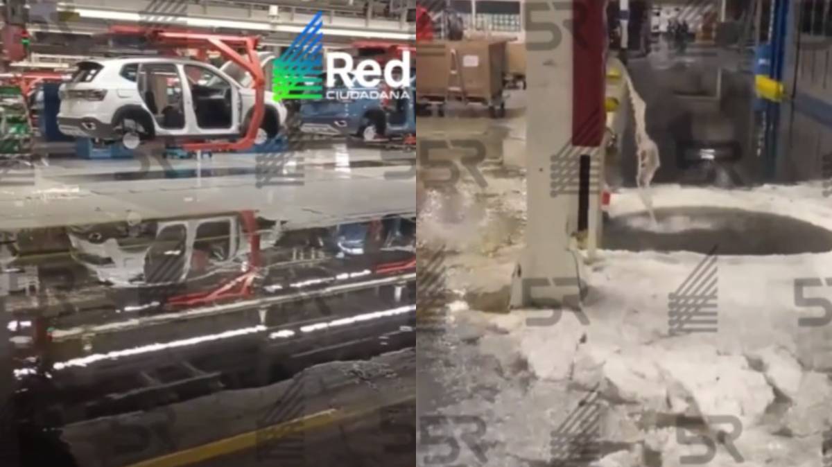 Reportan inundación en una nave de Volkswagen Puebla tras las fuertes lluvias