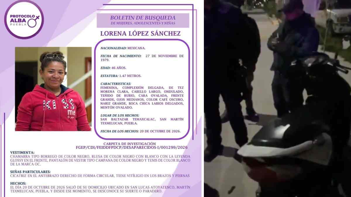 Buscan a Lorena López Sánchez en Texmelucan; hallan abandonada la motoneta en la que viajaba