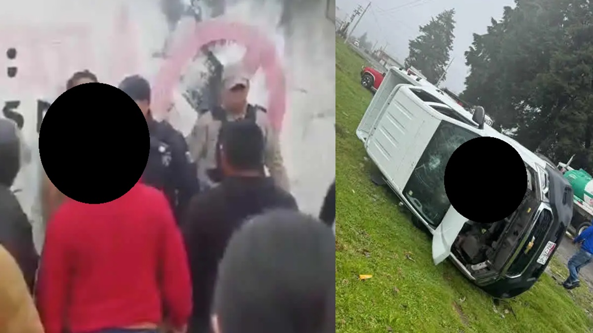 Confunden a ministeriales con ladrones: Turba de 200 pobladores golpea a agentes y vuelca patrulla en Zacapoaxtla