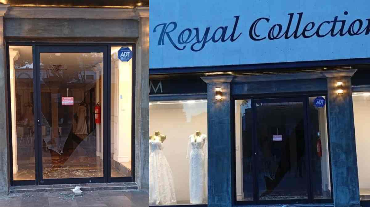 Cristalazo en tienda de vestidos de novia sobre la avenida Juárez; investigan si hubo robo