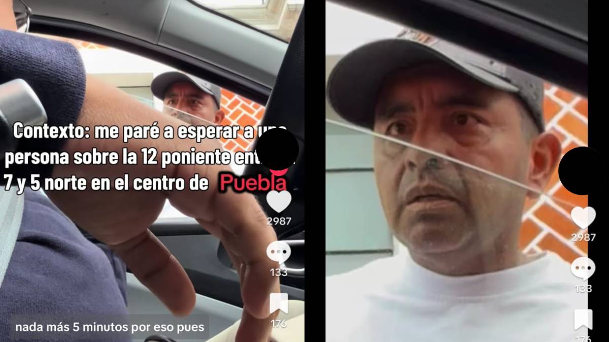 Franelero amenaza a automovilista y patea su carro en el Centro de Puebla por no pagar para estacionarse